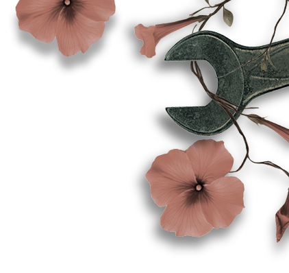 wrench and flowers