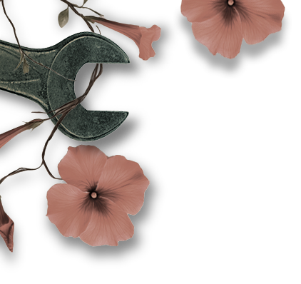 wrench and flowers
